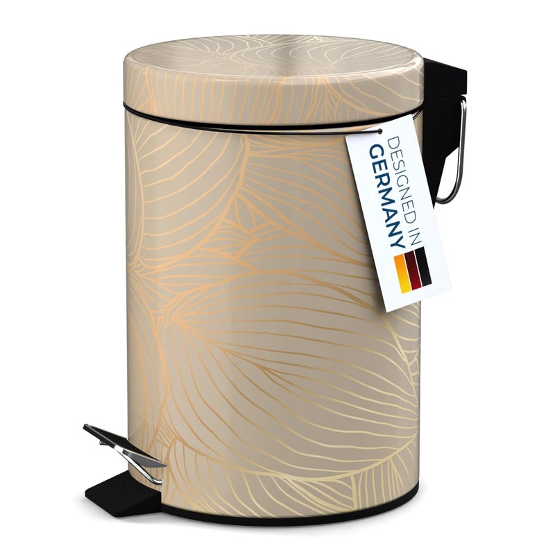 Sanilo Small Bathroom Trash Can with Lid [1.3 Gallon] - Lidded Tiny Trashcan for Garbage - Mini Metal Bin with Soft Closing Mechanism - Bath Room Accessoire Wastebin with Inner Bucket (Hosta) - Image 2